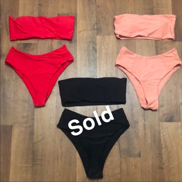 Bandeau Bikini— Red, & Peach - Picture 1 of 9